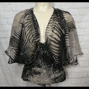 ZARA Woman Silk Black Stretch Top Large